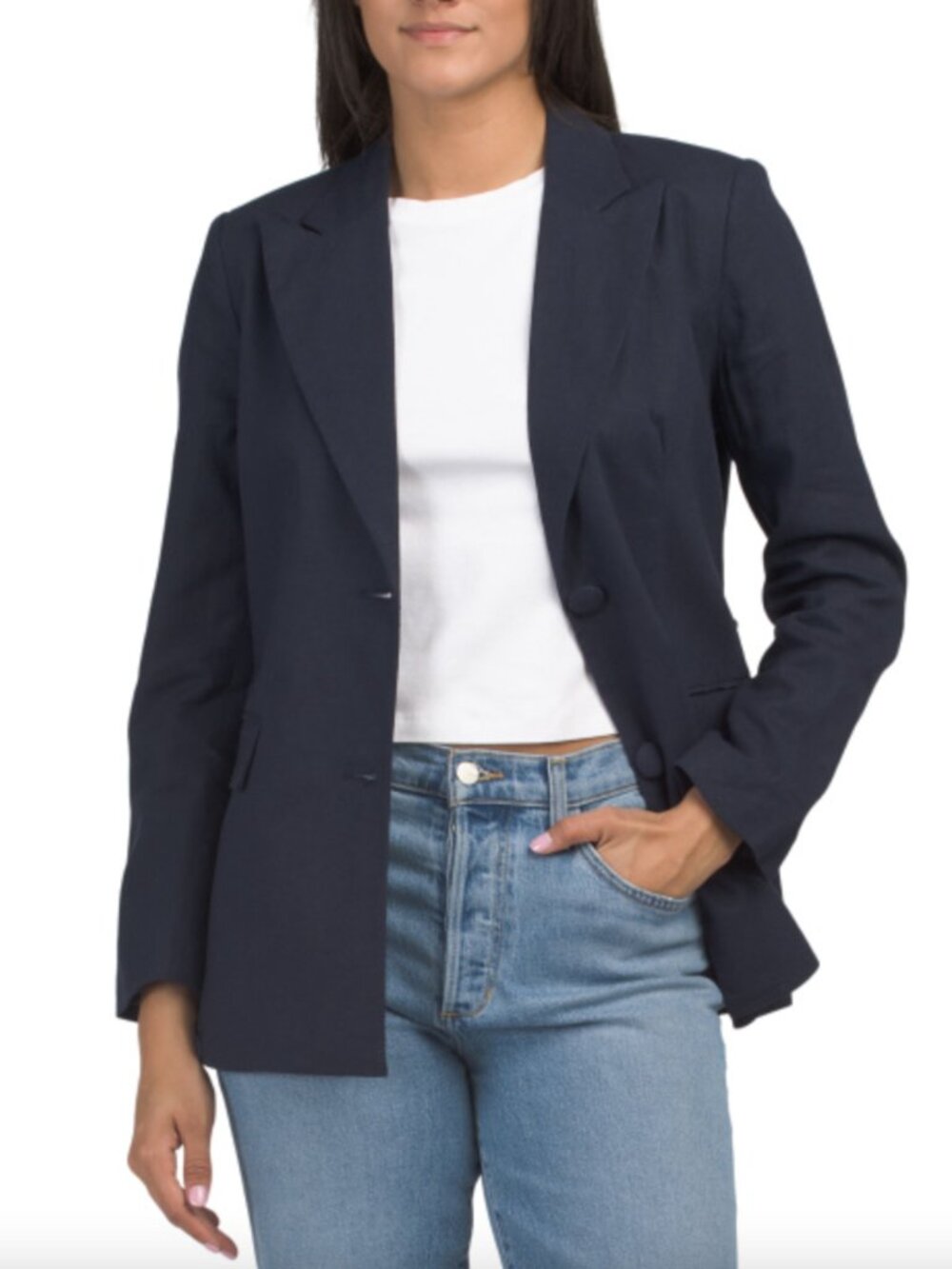 NEW CALYPSO ST. BARTH Linen Blend Belted Blazer NAVY Blue MEDIUM ⚡️Fast Shipping